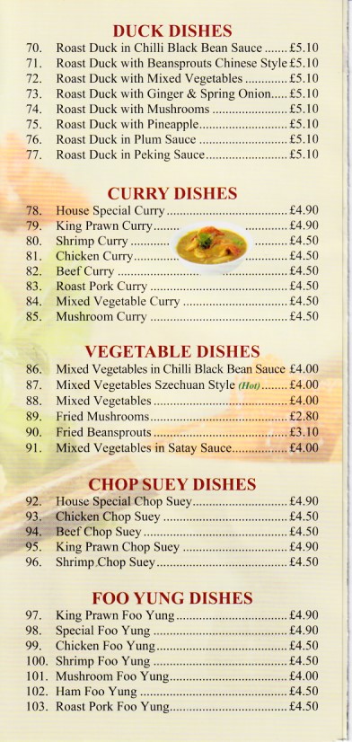 Menu of Happy Paradise, Chinese takeaway in Bargoed