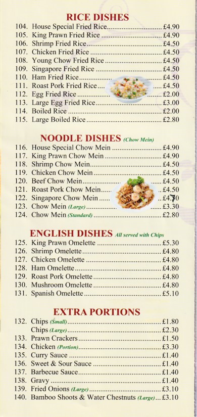Menu of Happy Paradise, Chinese takeaway in Bargoed