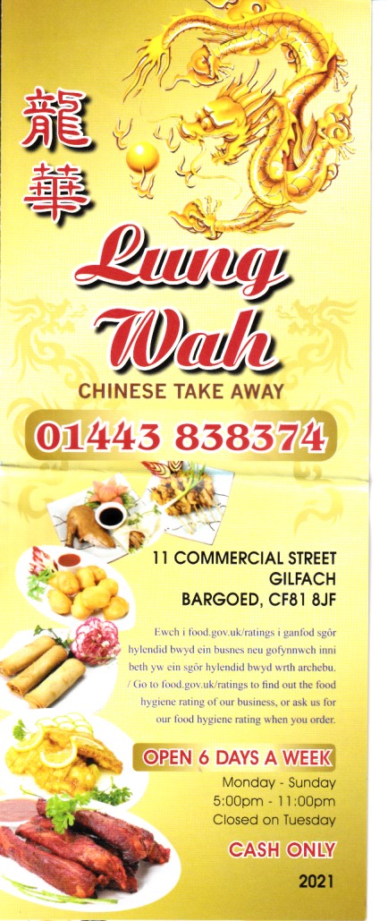 Menu of Lung Wah, Chinese Takeaway in Gilfach, Bargoed
