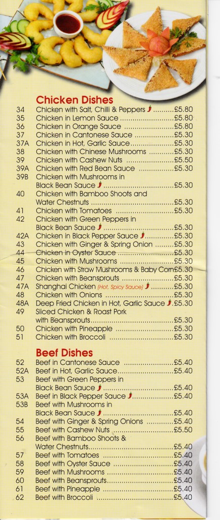Menu of Lung Wah, Chinese Takeaway in Gilfach, Bargoed