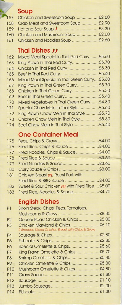 Menu of Lung Wah, Chinese Takeaway in Gilfach, Bargoed