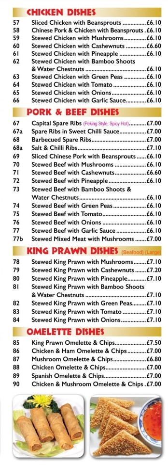 Menu of Great Wall, Chinese Takeaway in Caerphilly