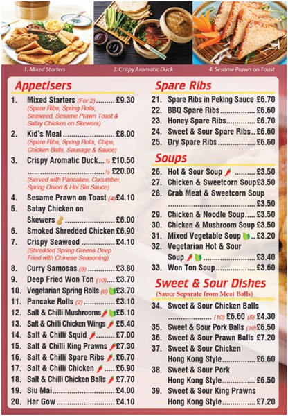 Menu of Kwong Ming, Chinese takeaway in Caerphilly