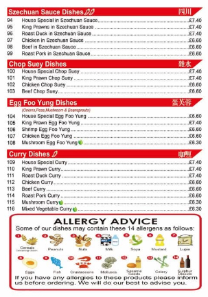 Menu of Mayflower, Chop Suey House,Trethomas, Caephilly