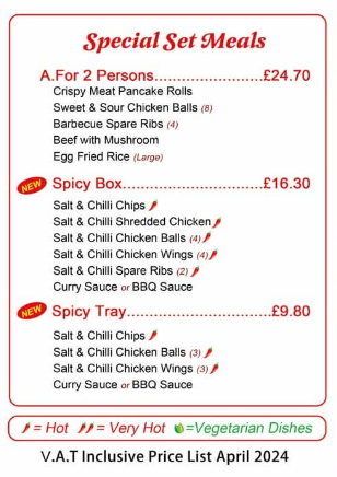 Menu of Mayflower, Chop Suey House,Trethomas, Caephilly